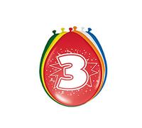Folat - 3 Years Balloons for Party Decoration - Multicolor - 12In / 30cm - 8 pieces