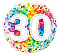 Folat 49526Q 30th Birthday Balloon Rainbow Confetti-45cm, Foil, Multi-Colored