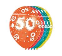 Folat - 50 Years Metallic Helium Balloons for Party Decoration - Multicolor - 12In / 30cm - 5 pieces