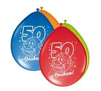 Folat - 50th Birthday Abraham Rainbow Balloons 30cm - 8 pieces