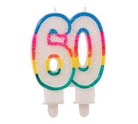 Folat - 60th Birthday Glitter Candles with 2 holders
