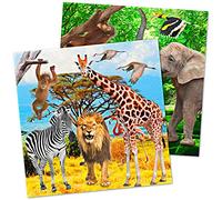 Folat 62002 Safari Party Napkins Color-33x33 cm-20 Pieces, Multi Colors, 33 x 33 cm