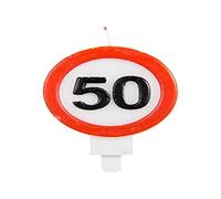 Folat 62650 50th Birthday Traffic Sign Candle, Multi Colors