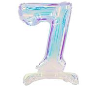 Folat 62952 Number Balloon 7 Iridescent Holographic Standing Foil Balloon 72 cm - No Helium Required - Party Decorations for Birthday Baby Shower Wedding Anniversary Decoration