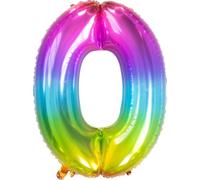 Folat 63240 Foil Balloon Yummy Gummy Rainbow Number 0-86 cm, Multi Colors, 86cm