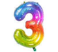 Folat 63243 Zahl Foil Balloon Yummy Gummy Rainbow Number 3-86 cm, Multi Colors, 86cm