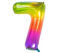 Folat 63247 Zahl Foil Balloon Yummy Gummy Rainbow Number 7-86 cm, Multi Colors, 86cm