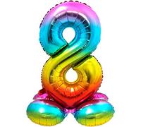 Folat 64298 Foil Balloon Number 8, Rainbow with Base, Costumes