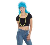 Folat 64561 Neon Blue Afro Wig with Long Curls, Adults