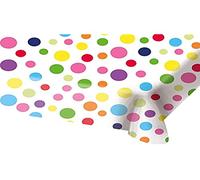 Folat 65113 Happy Bday Table Cloth with Dots-130x180 cm, Polka Dot, Multi Colours, Normal