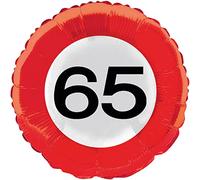 Folat - 65th Birthday Traffic Sign Foil Balloon - 46 cm