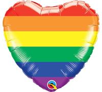 Folat 78715Q Foil Balloon Heart-Shaped Rainbow-45cm, Multi-Colored, Large