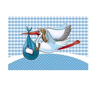 Folat Birth Boy Window Flag Stork-60x90 cm, Polyester, Blue, Costumes