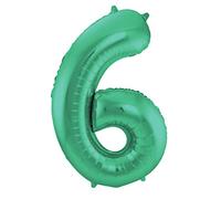 Folat Green Metallic Matt Foil Balloon Number 6-86 cm Unique Waist 65916