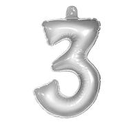 Folat - Inflatable Number 3 - Silver - 36 cm