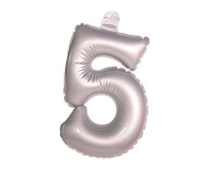 Folat - Inflatable Number 5 - Silver - 36 cm