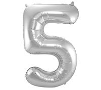 Folat - Number 5 Shaped Foil Balloon - 86 cm - Silver