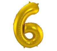 Folat - Number 6 Shaped Foil Balloon - 86 cm - Gold