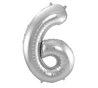 Folat - Number 6 Shaped Foil Balloon - 86 cm - Silver