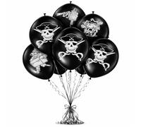 Folat - Pirate Party Themed Balloons - Black and White - 12In / 30cm - 8 pieces