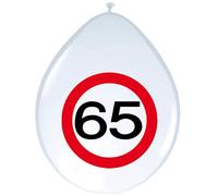 Folat - Traffic Sign Birthday Balloons 65 years - 12In / 30cm - 8 pieces