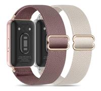 Folavii 2 Pack Stretchy Nylon Compatible with Samsung Galaxy Fit 3 Band for Women Men, Elastic Adjustable Soft Sport Strap Wristband for Galaxy Fit 3 Band SM-R390