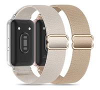 Folavii 2 Pack Stretchy Nylon Compatible with Samsung Galaxy Fit 3 Band for Women Men, Elastic Adjustable Soft Sport Strap Wristband for Galaxy Fit 3 Band SM-R390