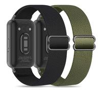 Folavii 2 Pack Stretchy Nylon Watch Band, Compatible with Samsung Galaxy Fit3 SM-R390, Adjustable Soft Sport Strap Wristband Breathable Material, Unisex, Black/Army Green, 2 Count
