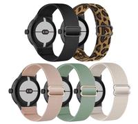 Folavii 5 Pack Stretchy Nylon Compatible with Google Pixel Watch 3 41mm Band/Google Pixel 2/Google Pixel Watch Band for Women Men, Elastic Adjustable Straps Soft Sport Wristbands