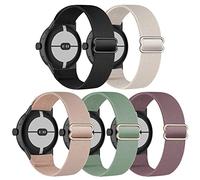 Folavii 5 Pack Stretchy Nylon Compatible with Google Pixel Watch 4 3 41mm Band/Google Pixel 2/Google Pixel Watch Band for Women Men, Elastic Adjustable Straps Soft Sport Wristbands