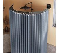 Folble Shower Caddy Without DrillingAdjustable Corner Shower with Suction Cup Linen Design rk Blue 5 Folds Ideal for Small Spaces and Easy Installation
