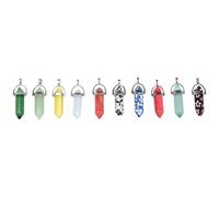Folceretsc 10Pcs Healing Crystal Pendant Charms Jewelry Making Natural Gemstone Bulk Obsidian Rose Quartz Carnelian