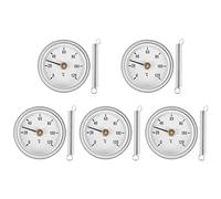 Folceretsc 63mm Pipe Clip-on Dial Thermometer Temperature Round Plate Gauge with Spring,Range 0-120℃, Aluminum Case, 5Pcs Set