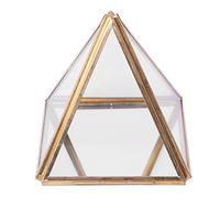 Folceretsc Glass Jewelry Box Golden Geometric Decorative Box Geometric Glass Pyramid Ring Holders for Wedding Birthday Gift S