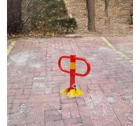 Fold Down Car Parking Safety Bollard, Private Parking Spot Lock with Keys, Underground Parking Barrier with Warning Stripes, Red