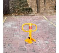 Fold Down Car Parking Safety Bollard, Private Parking Spot Lock with Keys, Underground Parking Barrier with Warning Stripes, Red