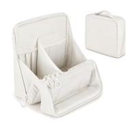 Fold Down Cosmetic Bag,Waterproof Travel Makeup Organizer Toiletry Bag with Magnetic, Multi-Zone Standing Storage Room for Brushes, Skincare, Toiletries and Mirror White