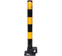 Fold-Down Lockable Parking Bollard, Key-Operated, 62cm Galvanised Steel | Reflective band for low light; pull up and press to set upright; fully welded joints; anchored base; one unit supplied