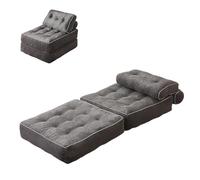 Fold Out Chair Bed, Foam Filling Sofa Bed with Pillow, Corduroy Sleeper Couch, Lazy Floor Lounger for Living Room or Guest Room
