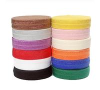 Fold Over Elastic Sewing Stretch Trim Elastic 60 Yards Solid Color Foldover Shiny Decorative Ribbon for Girl's Headbands DIY Craft Hair Ties
