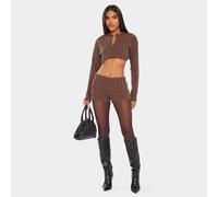 Fold Over Hot Pants In Brown Ribbed, Women's Size UK 6