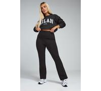 Fold Over Kick Flare Leggings Yours Black 30-32