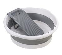 Fold Washboard Basin for Hand Washing Clothes,Non-Slip Washtub with Integrated Washboard for Hand Wash Laundry Household (Grey)