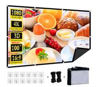 Foldable 100-inch Projector Screen,XINLEMY 4k 16:9 Anti-Crease Portable Washable Projector Backing Black Absorbs Light Movies Screens for Home Theater Backyard Indoor and Outdoor camping