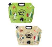 Foldable 2.1 Gallon Water Storage Bag, BPA Free Portable Folding Water Bottle with Adjustable Faucet, Leakproof Emergency Water Bag for Camping, Hiking, Cycling, Outdoor Sports (2 P light yellow 2pcs