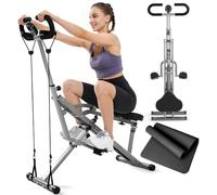 Foldable 2 in 1 Squat Rowing Machine with Adjustable Resistance Bands for Full Body Workout at Home