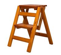 Foldable 2 Step Wooden Stool Ladder Chair Anti Slip Folding Footstool for Shoes Flowers & Shelves Compact Multi Functional Step Stool (Color: B)