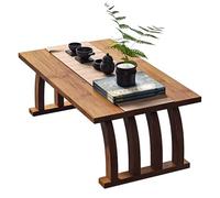 Foldable 2-Tier Japanese Coffee Table with Storage Retro Wooden Zen Tea Table Minimalist Design for Living Room Perfect for Cactus Display and Home Decor