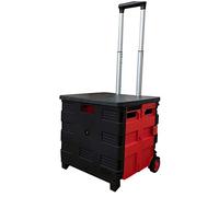 Foldable 2 Wheel Folding Boot Cart Car Trunk Storage Box with Lid Red/Green/Orange 40x40x37cm