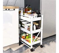 Foldable 3/4-Tier Kitchen Rolling Cart with 4 Wheels - High Capacity Multifunctional Storage Basket nizer & Trolley for Home Pantry & Office Use